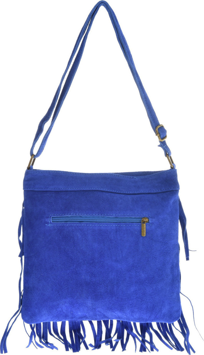 Geanta din piele intoarsa cu franjuri, Patrizia Lucchini PL6334, Albastru, #4, Bagsy