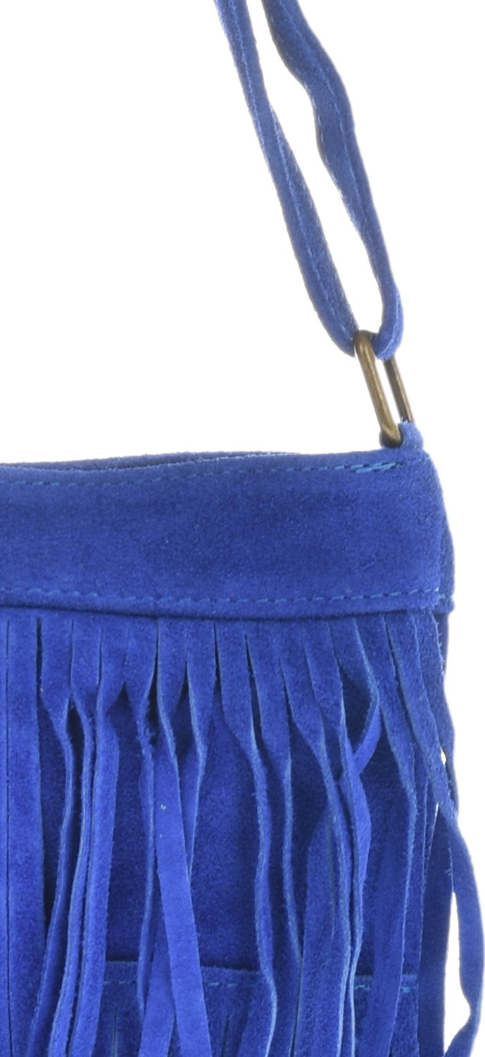 Geanta din piele intoarsa cu franjuri, Patrizia Lucchini PL6334, Albastru, #3, Bagsy