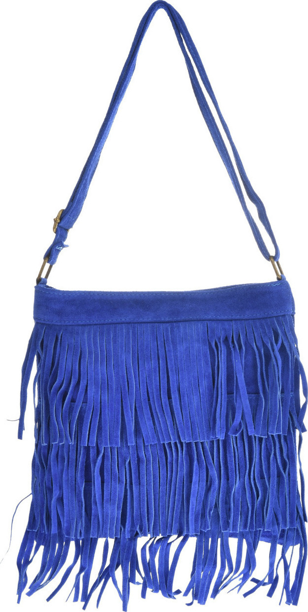 Geanta din piele intoarsa cu franjuri, Patrizia Lucchini PL6334, Albastru, #1, Bagsy