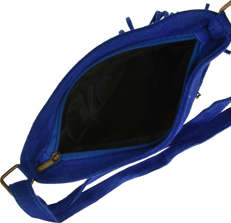 Geanta din piele intoarsa cu franjuri, Patrizia Lucchini PL6334, Albastru, #5, Bagsy