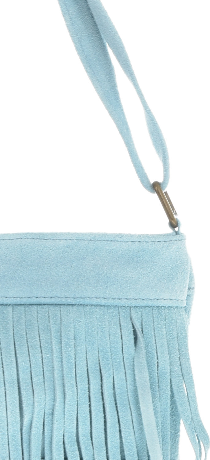 Geanta din piele intoarsa cu franjuri, Patrizia Lucchini PL6334, Bleu, #4, Bagsy