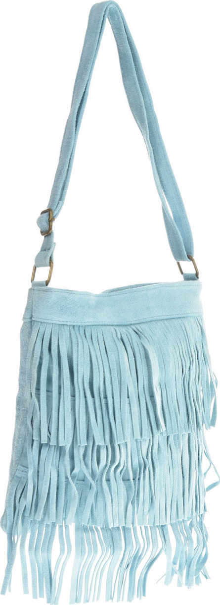 Geanta din piele intoarsa cu franjuri, Patrizia Lucchini PL6334, Bleu, #2, Bagsy