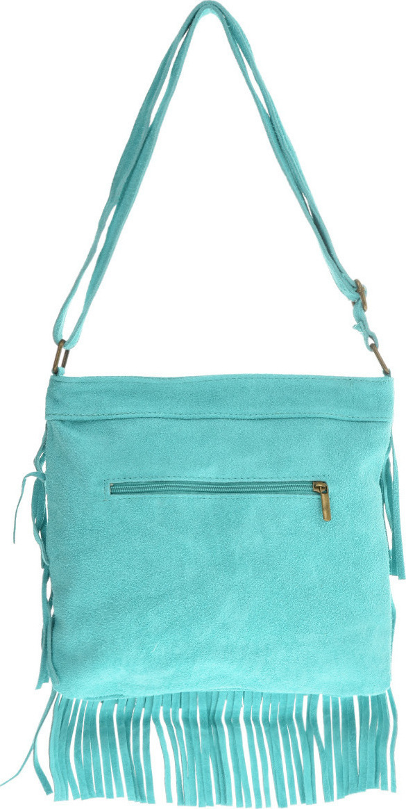 Geanta din piele intoarsa cu franjuri, Patrizia Lucchini PL6334, Turcoaz, #3, Bagsy