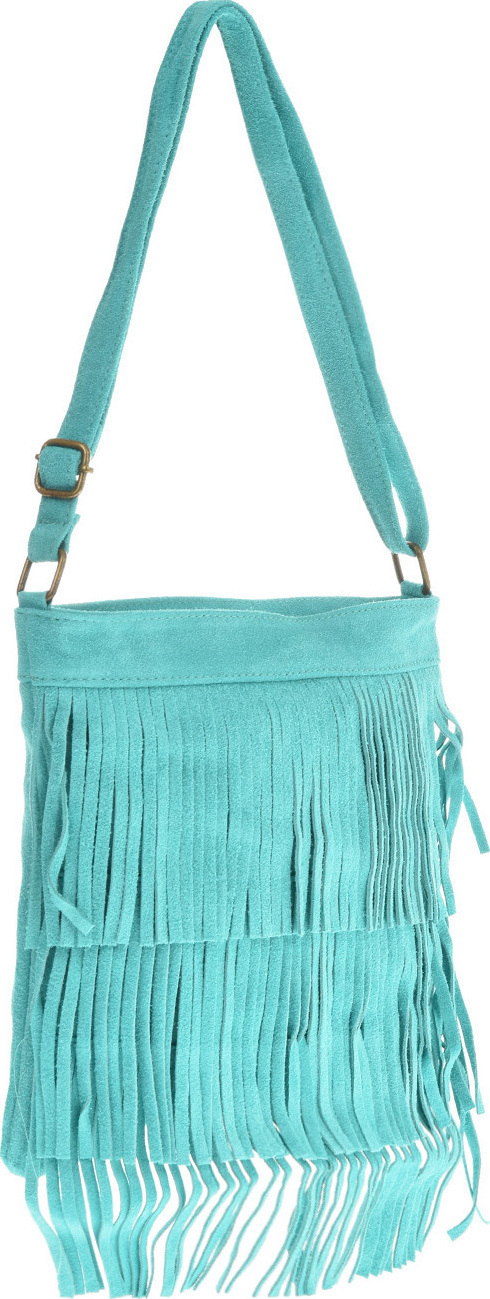 Geanta din piele intoarsa cu franjuri, Patrizia Lucchini PL6334, Turcoaz, #2, Bagsy