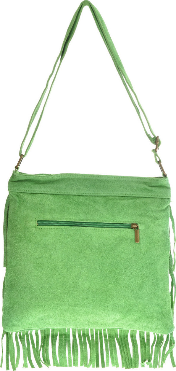 Geanta din piele intoarsa cu franjuri, Patrizia Lucchini PL6334, Verde, #3, Bagsy