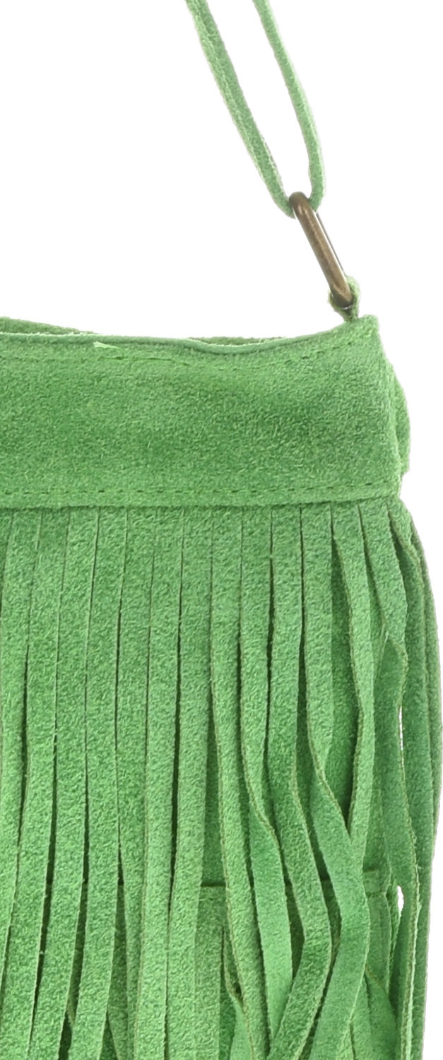 Geanta din piele intoarsa cu franjuri, Patrizia Lucchini PL6334, Verde, #4, Bagsy