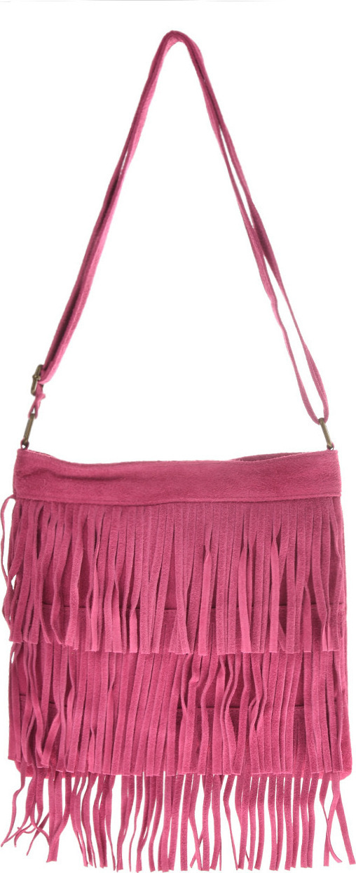 Geanta din piele intoarsa cu franjuri, Patrizia Lucchini PL6334, Roz aprins, #1, Bagsy