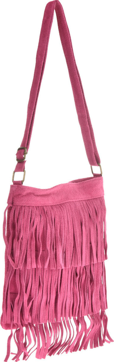 Geanta din piele intoarsa cu franjuri, Patrizia Lucchini PL6334, Roz aprins, #2, Bagsy