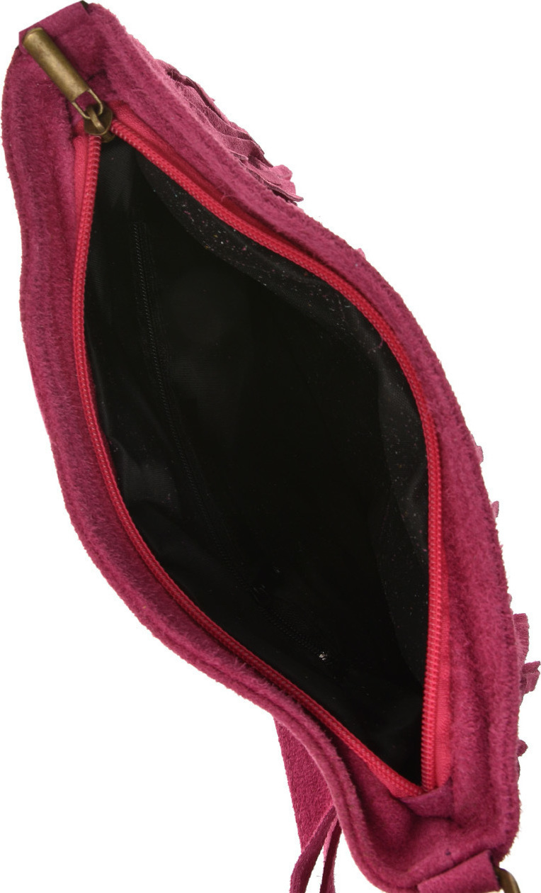 Geanta din piele intoarsa cu franjuri, Patrizia Lucchini PL6334, Roz aprins, #5, Bagsy