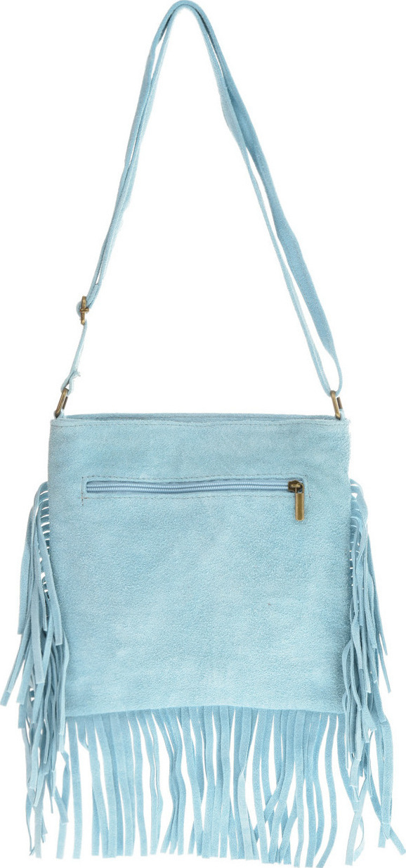 Geanta cu franjuri din piele intoarsa Carolina di Rosa CR6336, Bleu, #3, Bagsy