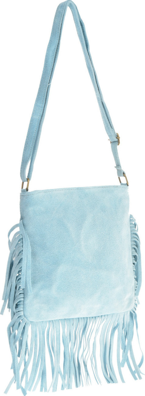 Geanta cu franjuri din piele intoarsa Carolina di Rosa CR6336, Bleu, #2, Bagsy