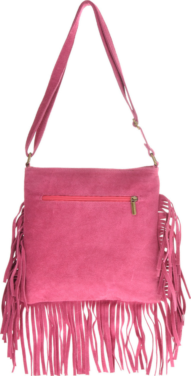 Geanta cu franjuri din piele intoarsa Carolina di Rosa CR6336, Fucsia, Nr. 3, Bagsy