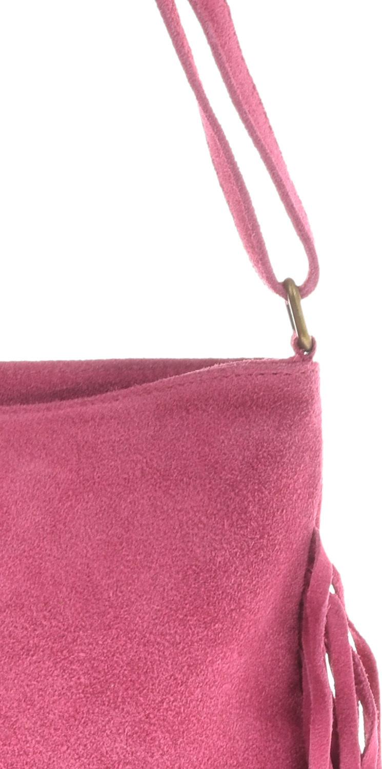 Geanta cu franjuri din piele intoarsa Carolina di Rosa CR6336, Fucsia, Nr. 4, Bagsy