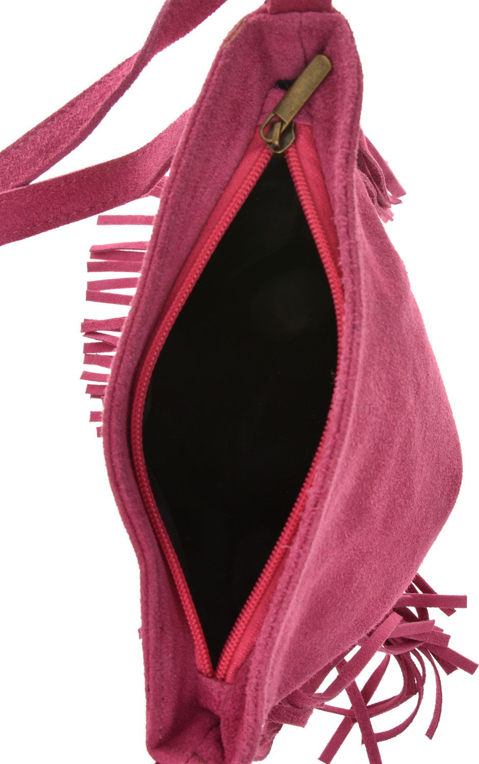 Geanta cu franjuri din piele intoarsa Carolina di Rosa CR6336, Fucsia, Nr. 5, Bagsy