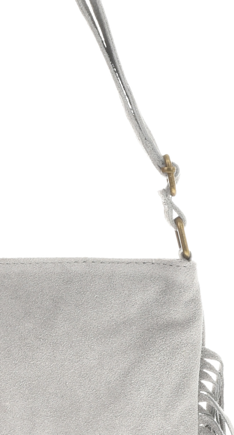 Geanta cu franjuri din piele intoarsa Carolina di Rosa CR6336, Gri, #3, Bagsy