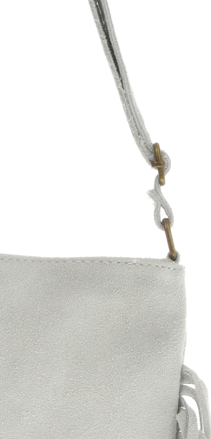 Geanta cu franjuri din piele intoarsa Carolina di Rosa CR6336, Gri deschis, #4, Bagsy