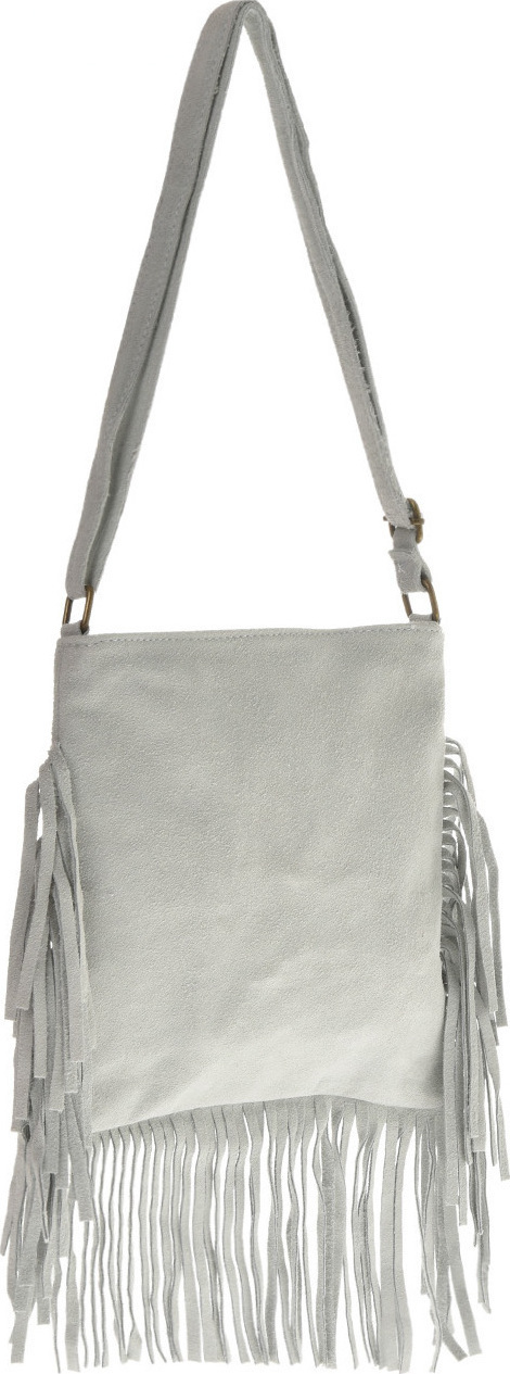 Geanta cu franjuri din piele intoarsa Carolina di Rosa CR6336, Gri deschis, #2, Bagsy