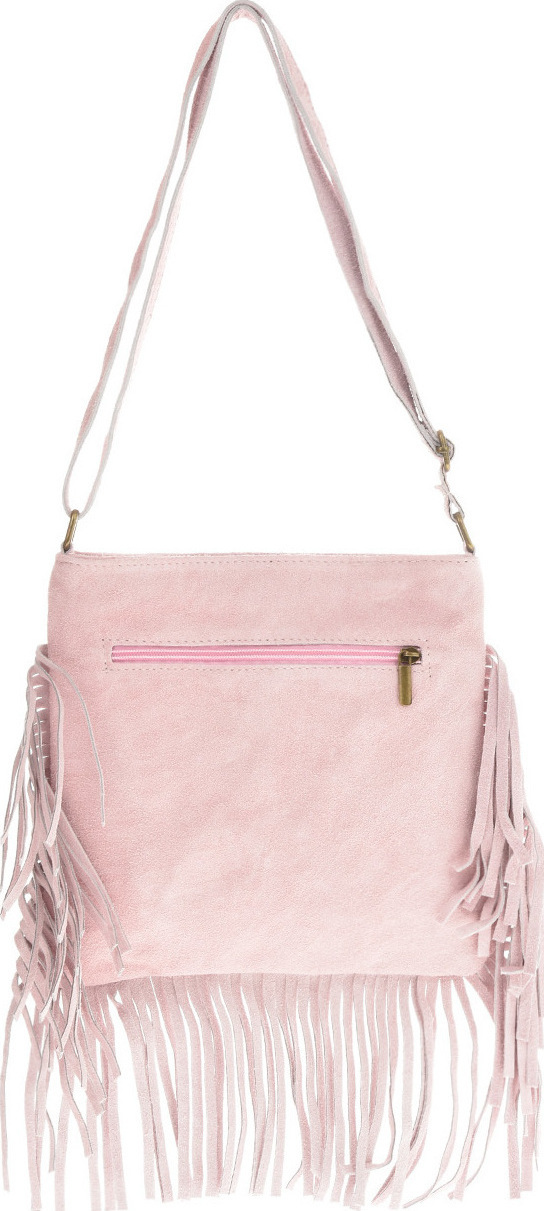 Geanta cu franjuri din piele intoarsa Carolina di Rosa CR6336, Roz, #3, Bagsy