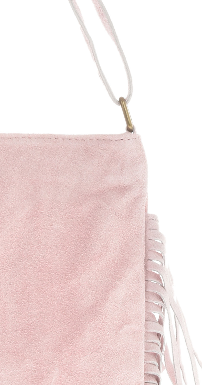 Geanta cu franjuri din piele intoarsa Carolina di Rosa CR6336, Roz, #4, Bagsy