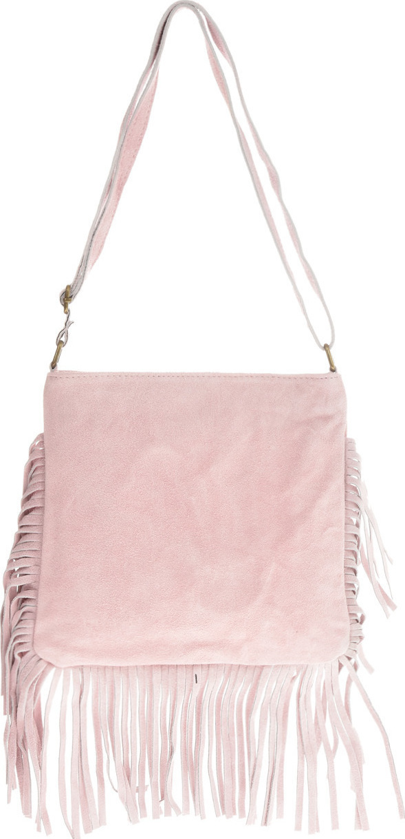 Geanta cu franjuri din piele intoarsa Carolina di Rosa CR6336, Roz, #1, Bagsy