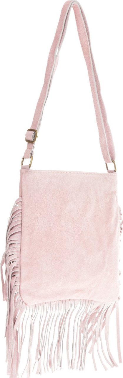 Geanta cu franjuri din piele intoarsa Carolina di Rosa CR6336, Roz, #2, Bagsy