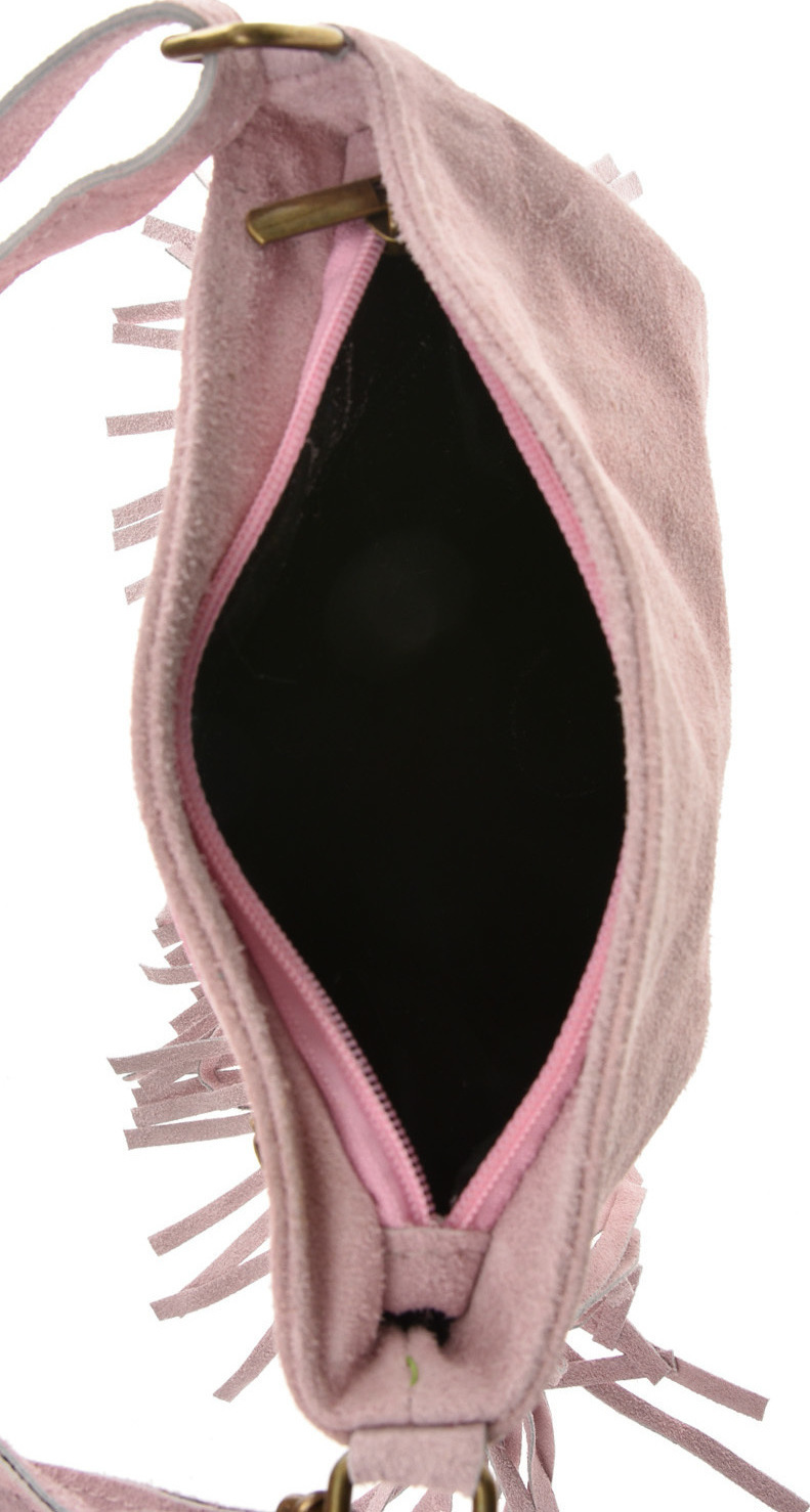 Geanta cu franjuri din piele intoarsa Carolina di Rosa CR6336, Roz, #5, Bagsy