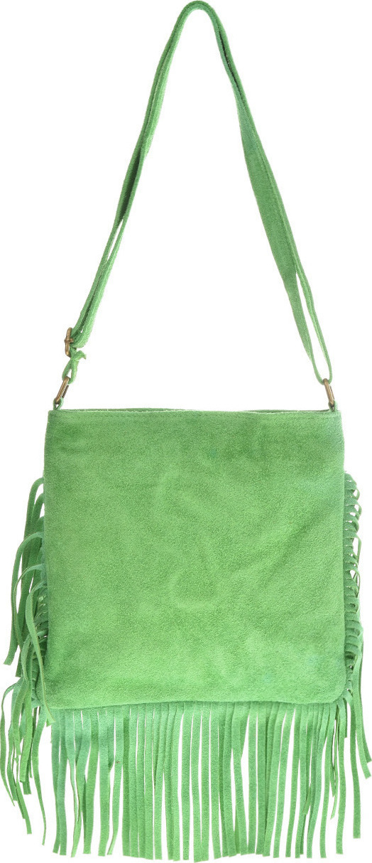 Geanta cu franjuri din piele intoarsa Carolina di Rosa CR6336, Verde, #1, Bagsy