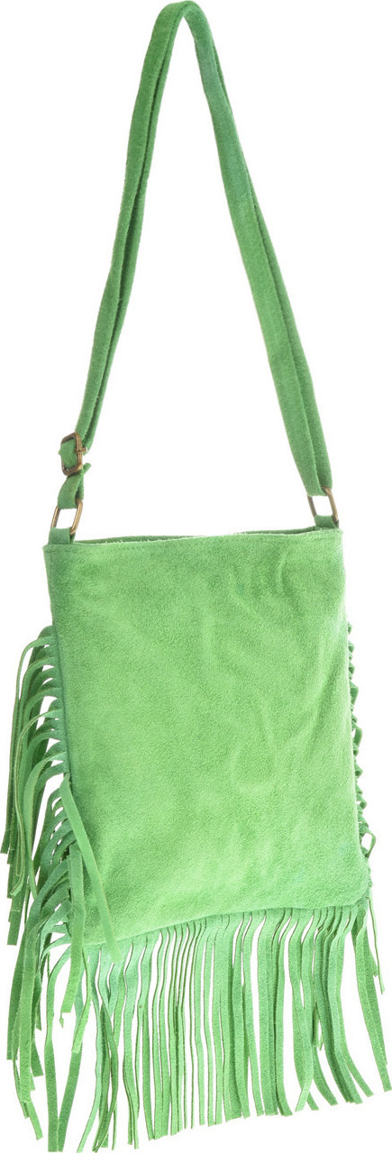 Geanta cu franjuri din piele intoarsa Carolina di Rosa CR6336, Verde, #2, Bagsy
