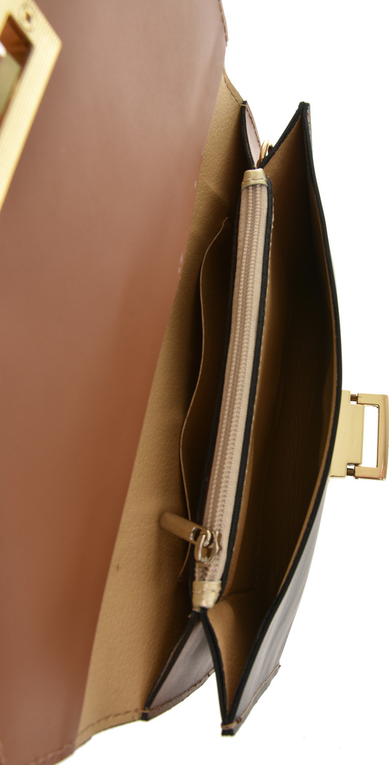 Geanta de umar din piele naturala Promesse PR6172, Cognac/Negru, #3, Bagsy