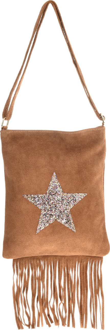 Geanta de umar din piele intoarsa Promesse PR6221, Cognac, #1, Bagsy