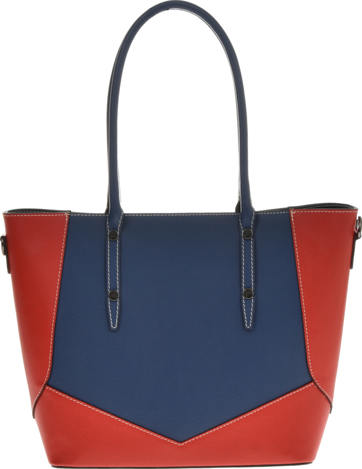 Geanta de mana din piele naturala Carolina di Rosa CR6443, Albastru/Rosu, #3, Bagsy