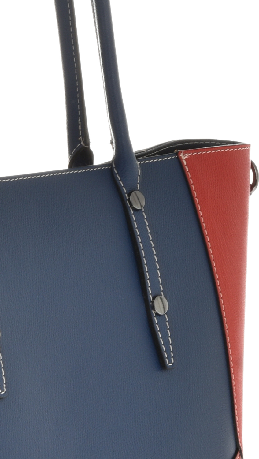Geanta de mana din piele naturala Carolina di Rosa CR6443, Albastru/Rosu, #4, Bagsy