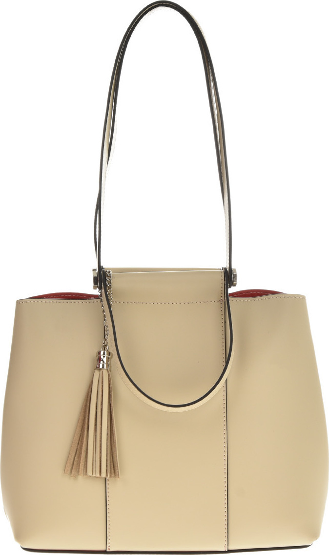 Geanta de mana din piele naturala Carolina di Rosa CR6451, Bej, #1, Bagsy