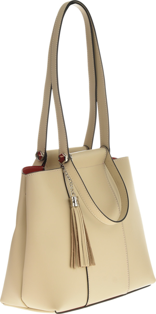 Geanta de mana din piele naturala Carolina di Rosa CR6451, Bej, #2, Bagsy