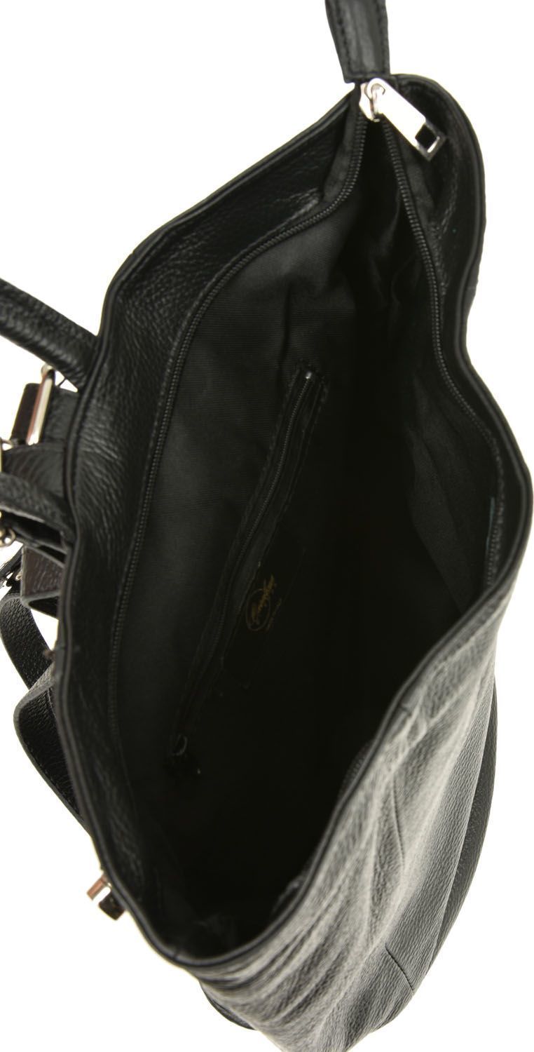 Rucsac din piele naturala Carolina di Rosa CR0440, Negru, #4, Bagsy