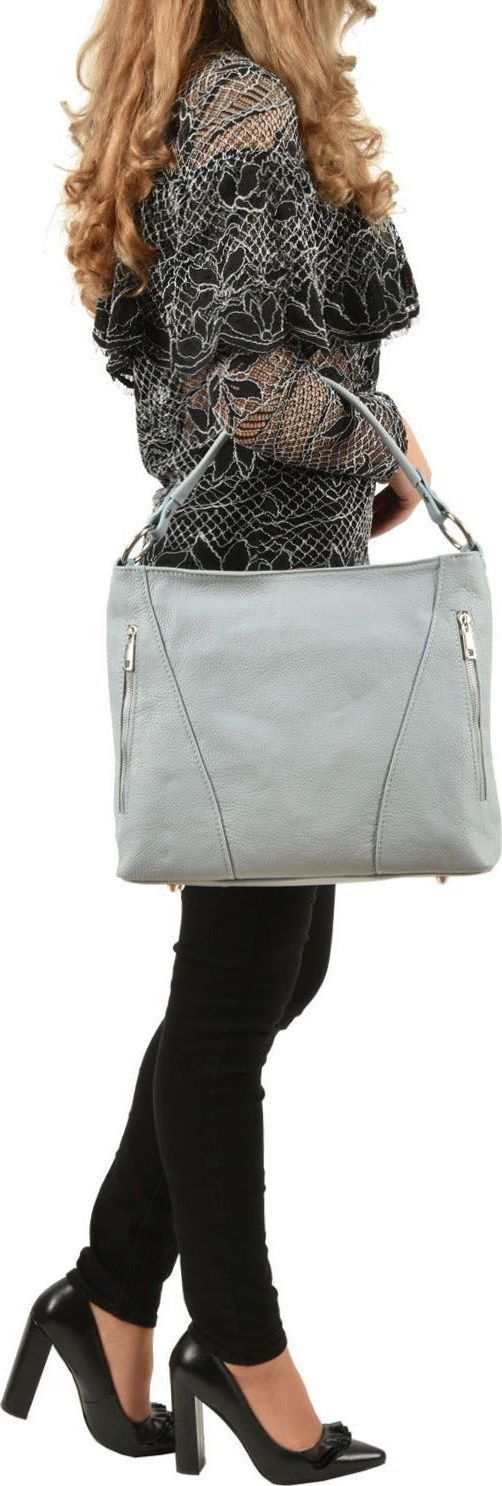 Geanta de mana din piele naturala Carolina di Rosa CR0433, Bleu, Nr. 5, Bagsy