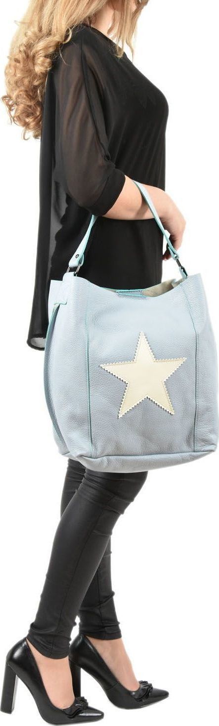 Geanta Shopper din piele naturala Carolina di Rosa CR0478, Bleu, #4, Bagsy