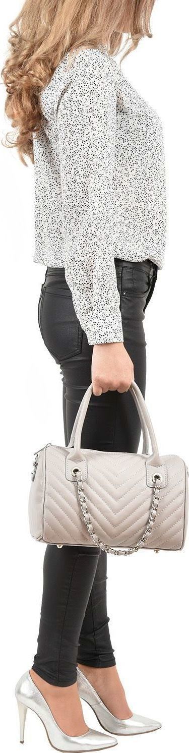 Geanta de mana din piele naturala Carolina di Rosa CR0426, Gri, #5, Bagsy