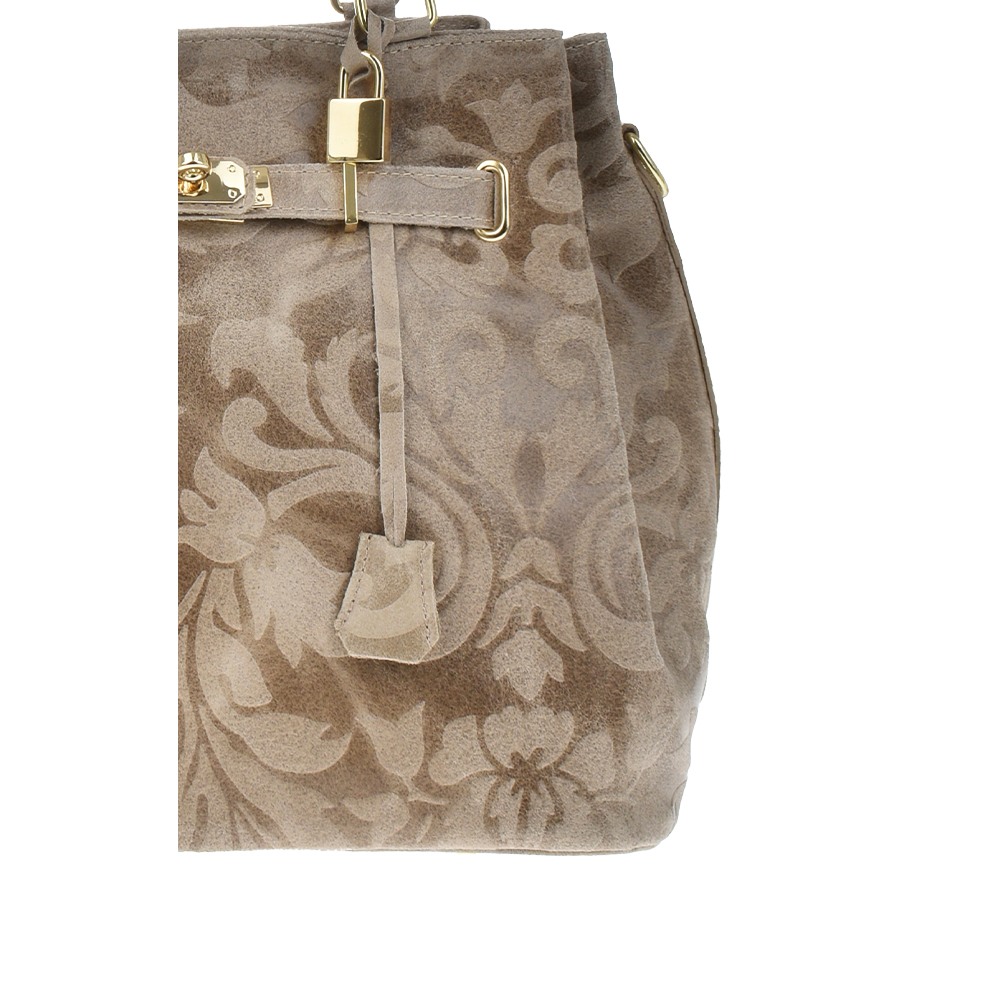 Geanta de mana din piele, model floral, Chiara Canotti CC0210, Bej, #5, Bagsy