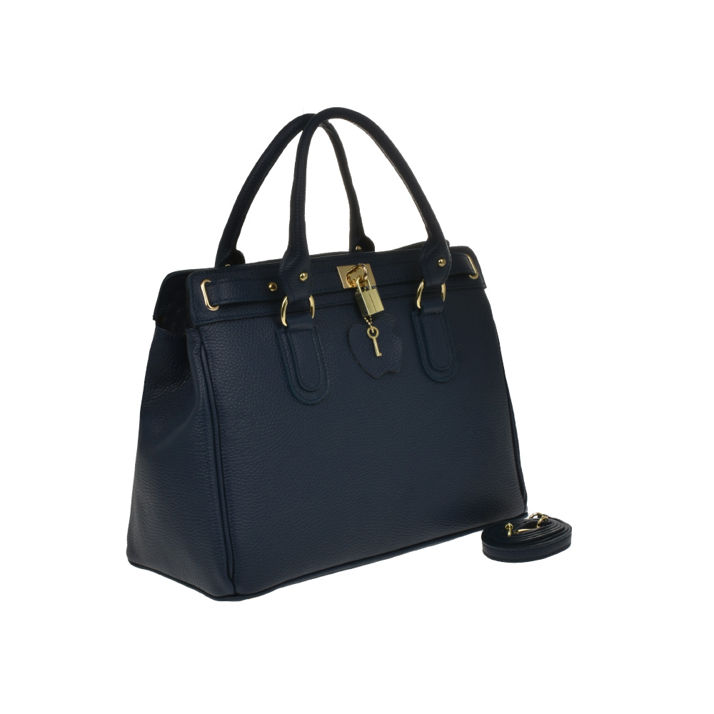 Geanta de mana din piele naturala Chiara Canotti CC0279, Albastru, #2, Bagsy