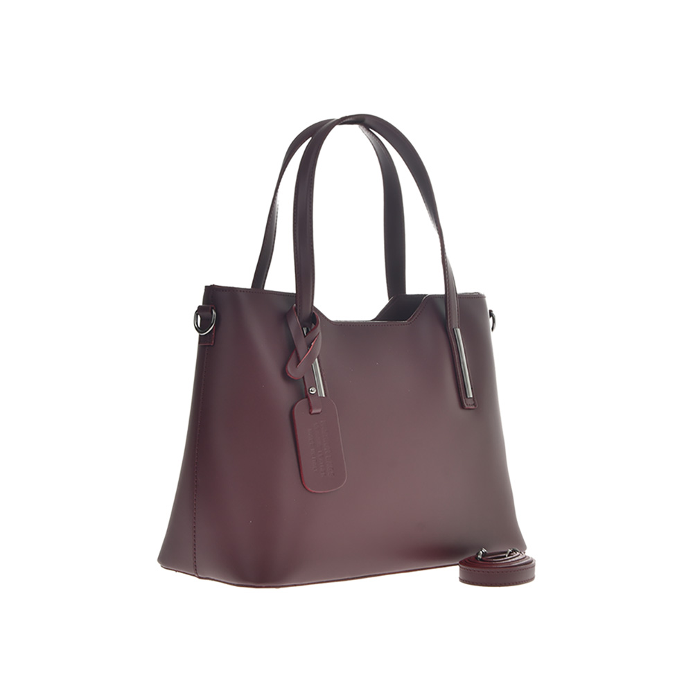 Geanta tote din piele naturala Chiara Canotti CC0404, Visiniu, #2, Bagsy