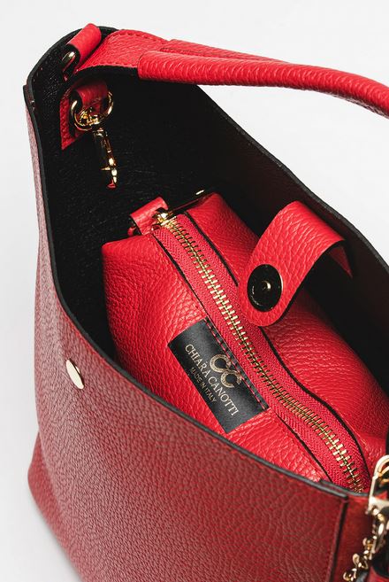 Geanta de mana din piele naturala Chiara Canotti CC1196, Rosu, #3, Bagsy