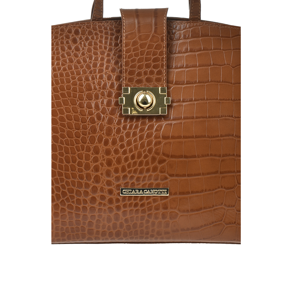 Geanta de mana din piele naturala Chiara Canotti CC1198, Cognac, #5, Bagsy