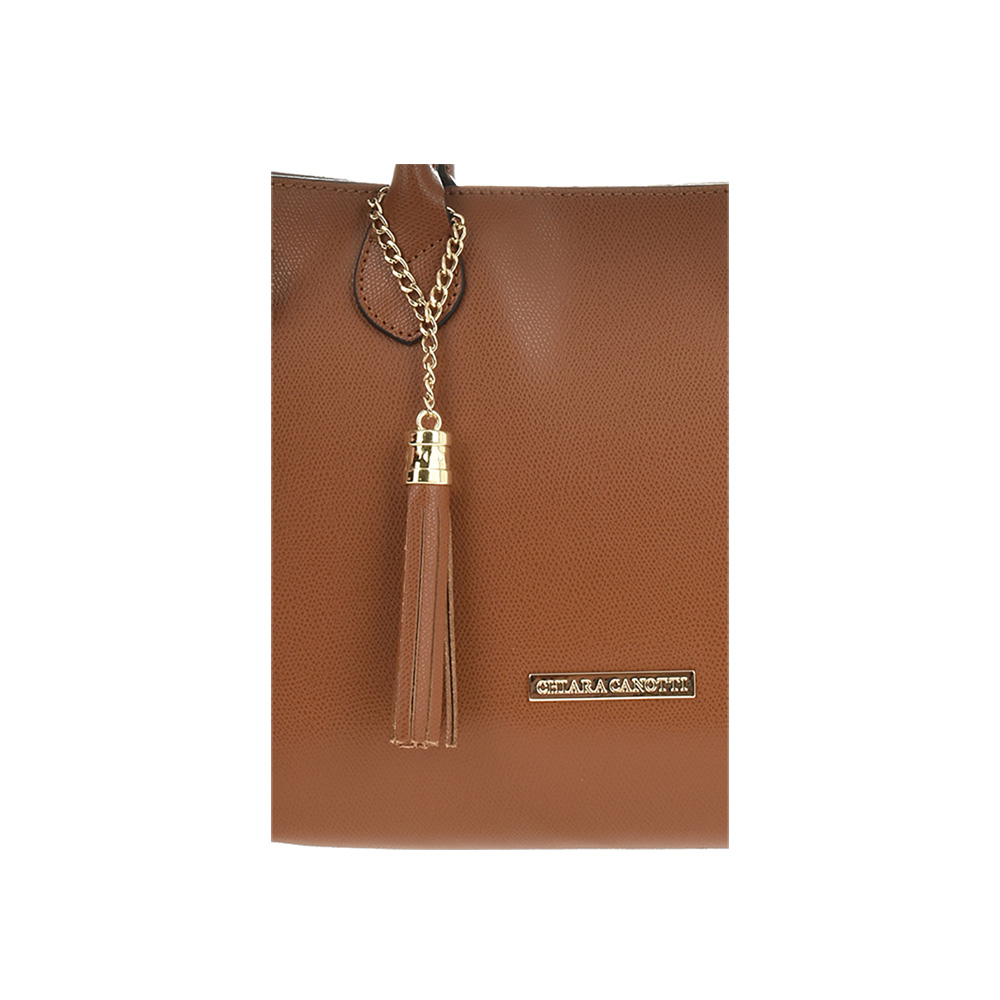 Geanta dama din piele naturala Chiara Canotti CC1225, Cognac, Nr. 5, Bagsy