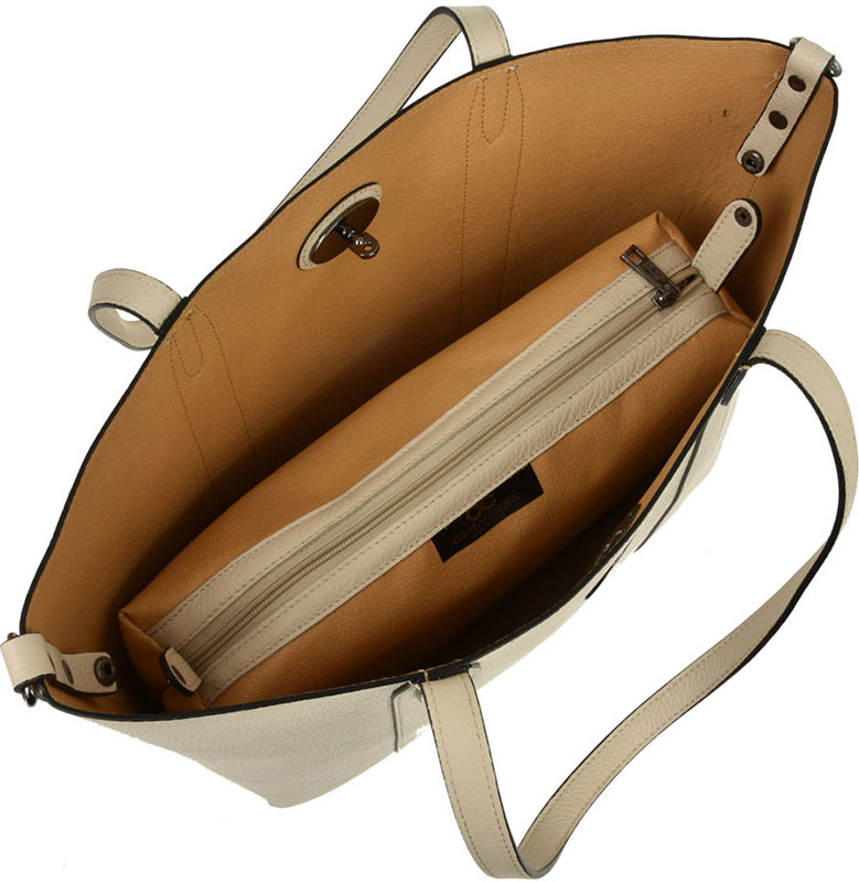 Geanta de mana din piele naturala Chiara Canotti CC0405, Bej, #4, Bagsy