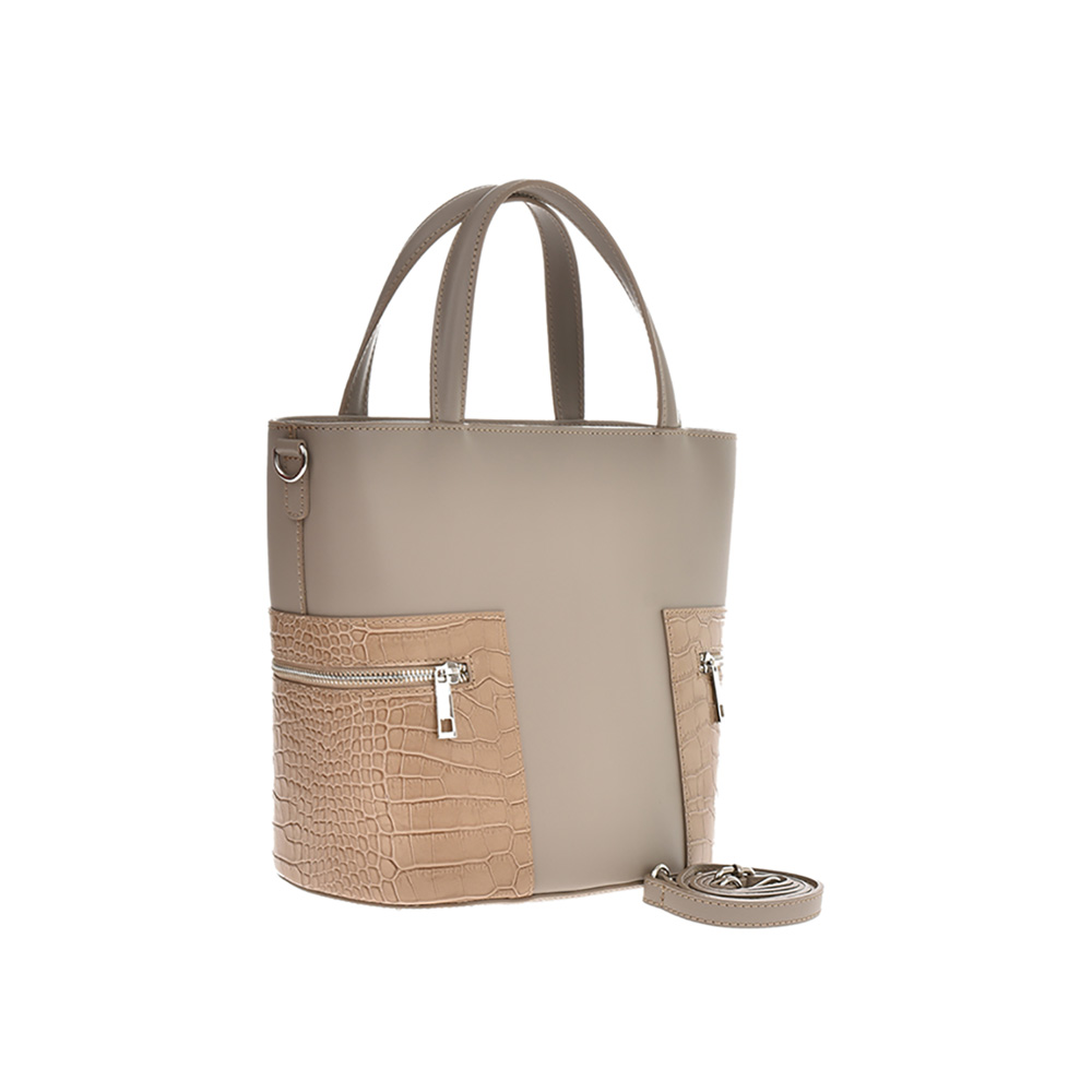 Geanta dama din piele naturala Carolina di Rosa CR0907, Grej, #2, Bagsy