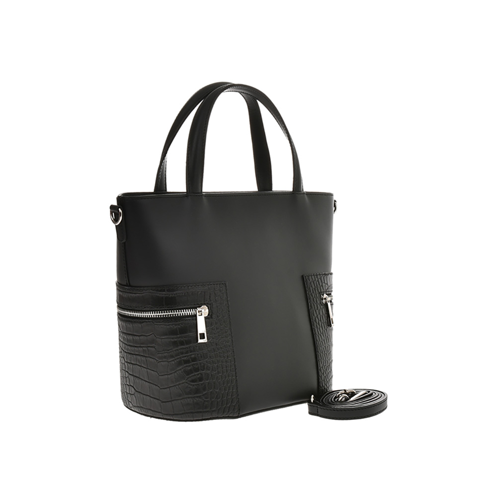 Geanta dama din piele naturala Carolina di Rosa CR0907, Negru, #2, Bagsy