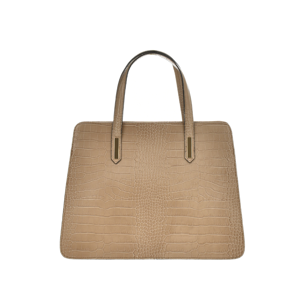 Geanta tote din piele naturala Carolina di Rosa CR0915, Grej, #3, Bagsy