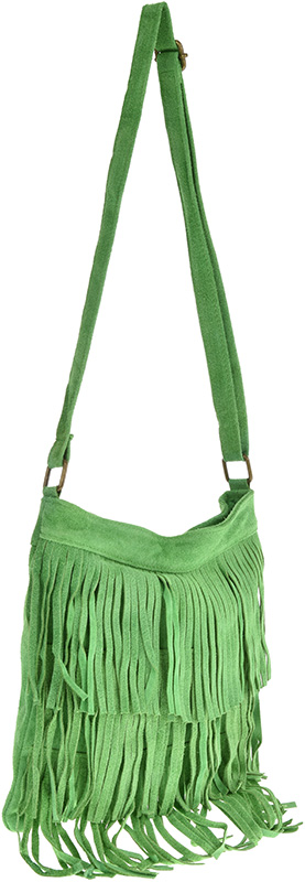 Geanta din piele intoarsa cu franjuri, Patrizia Lucchini PL6334, Verde, #2, Bagsy