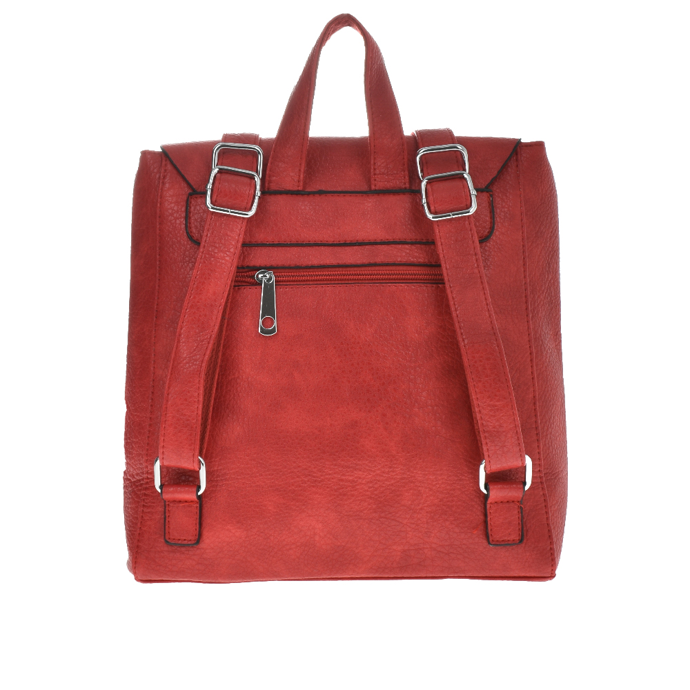 Rucsac dama din piele ecologica Francesca Rossi FR5487, Rosu, #3, Bagsy